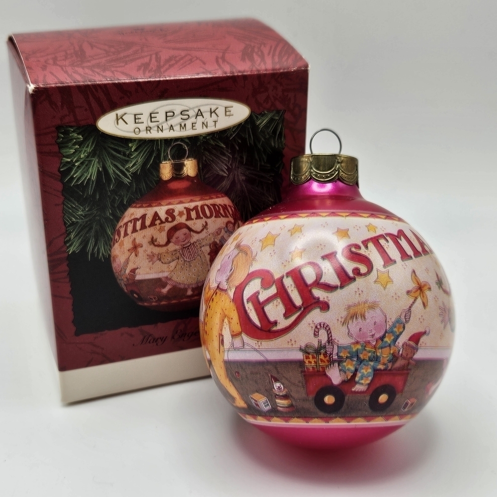 VINTAGE Hallmark 1993 Mary Engelbreit Christmas Morning Glass Ball Ornament Box